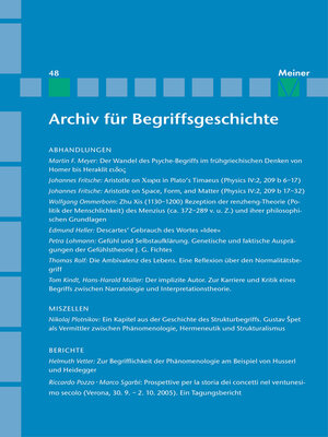 cover image of Archiv für Begriffsgeschichte. Band 48
